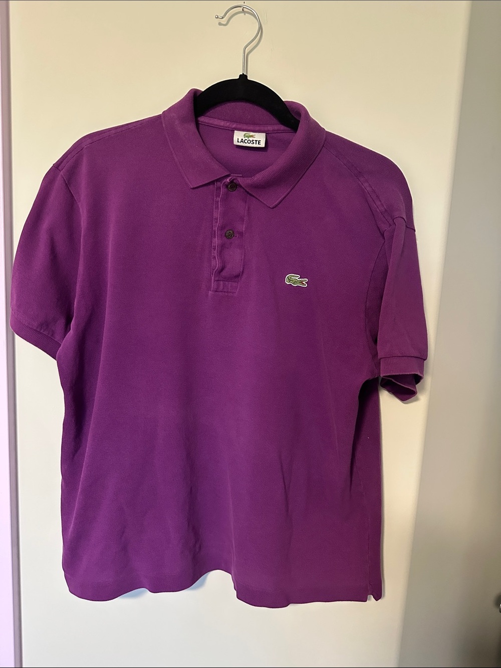 Lacoste Purple Short-Sleeve Polo with Embroidered Crocodile size 5